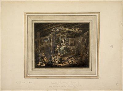 Binnenkant van het huis van de wever nabij Bomore op het eiland Ilay door John Frederick Miller