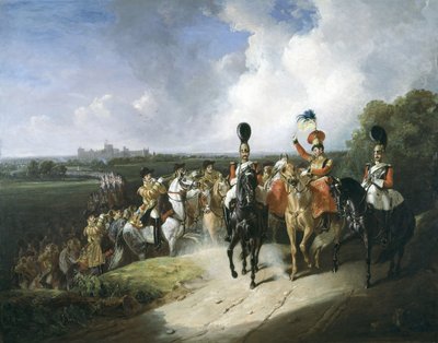 Band van het tweede regiment van Life Guards verlaat Windsor, 1830 door John Frederick Tayler