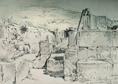 Apsis van de vierde-eeuwse kerk over Jacobs Well in Shechum Nablus door John Fulleylove