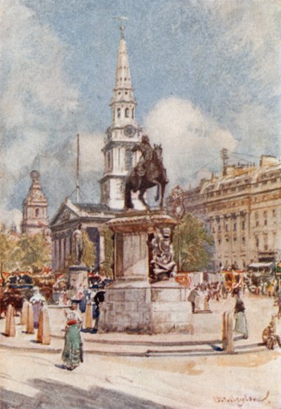 Charing Cross, met standbeeld van Karel I en St. Martin-in-the-Fields door John Fulleylove