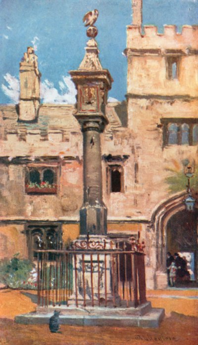 Corpus Christi College (kleurenlitho) door John Fulleylove