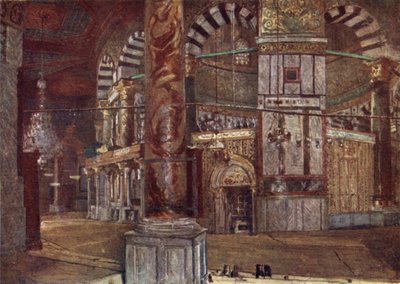 Interieur van de Rotskoepel (Moskee van Omar), vanuit het zuidoosten door John Fulleylove