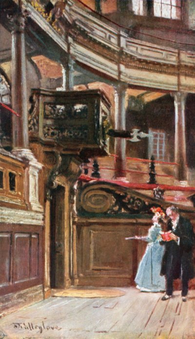 Interieur van het Sheldonian Theater (kleurenlitho) door John Fulleylove