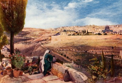 Jeruzalem vanaf de Olijfberg waar Christus over de stad weende, 1902 door John Fulleylove