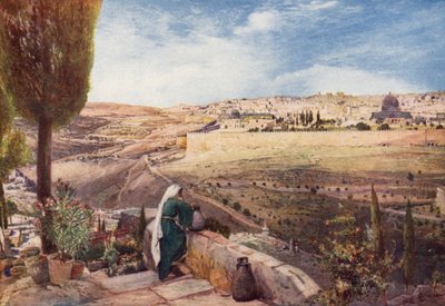 Jeruzalem, vanaf de traditionele plek op de Olijfberg waar Christus over de stad huilde door John Fulleylove
