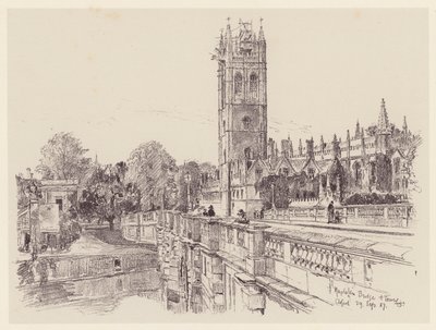 Magdalen College vanaf de Brug door John Fulleylove