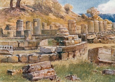 Olympia. De Basis van de Kronos Heuvel met de Resten van de Tempel van Hera en de Philippeion door John Fulleylove