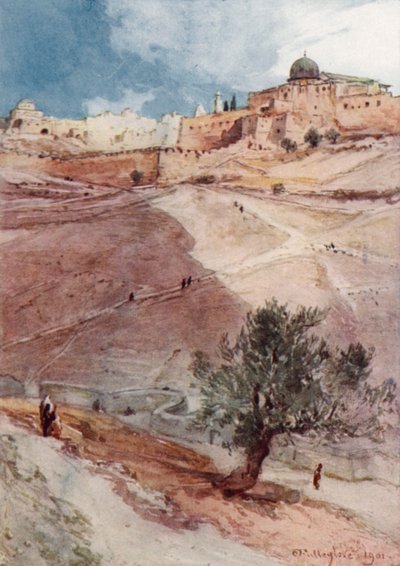 Zuidelijke muur van Jeruzalem, vanaf het noordelijke einde van het dorp Siloam door John Fulleylove