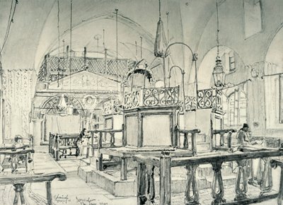 Spaanse synagoge in Jeruzalem - Interieur, 1902 door John Fulleylove