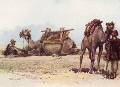 Studie van kamelen en begeleiders door John Fulleylove