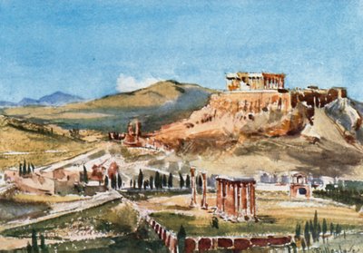 De Akropolis en de Tempel van Olympische Zeus vanaf de heuvel Ardettos door John Fulleylove