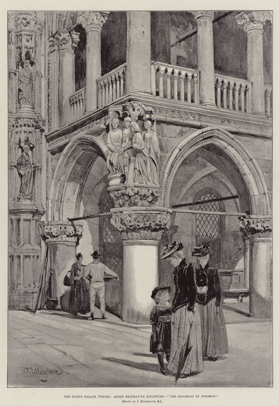 Het Dogenpaleis, Venetië, Hoekdecoratieve Sculptuur, Het Oordeel van Salomo door John Fulleylove