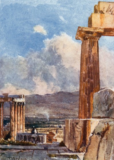 Het Oostelijke Portiek van het Erechtheum gezien vanaf de Noordelijke Peristyle van het Parthenon door John Fulleylove