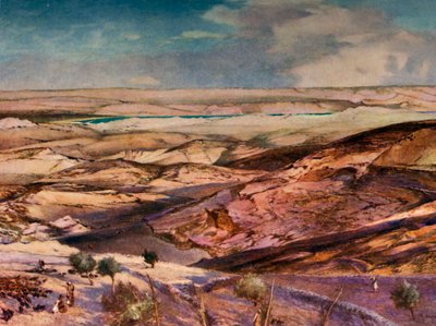De Judese woestijn en de Dode Zee vanaf het hoogste punt van de Olijfberg, 1902 door John Fulleylove