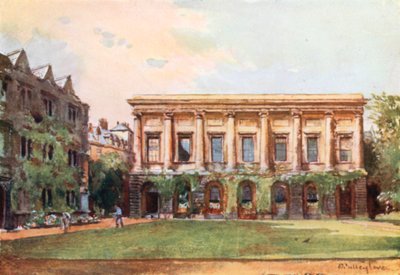 De bibliotheek, Oriel College (kleurenlitho) door John Fulleylove