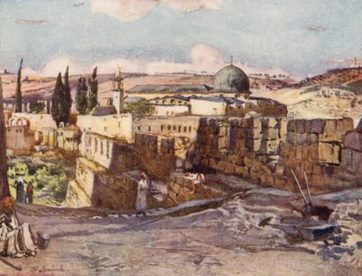 De Moskee van El Aksa, vanuit de Zuidmuur van Jeruzalem door John Fulleylove