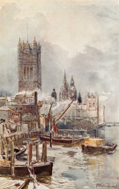 De nieuwe parlementsgebouwen, vanaf de rivier door John Fulleylove