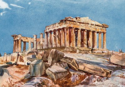 Het Parthenon vanaf het noordelijke uiteinde van de oostelijke portiek van de Propylaea door John Fulleylove