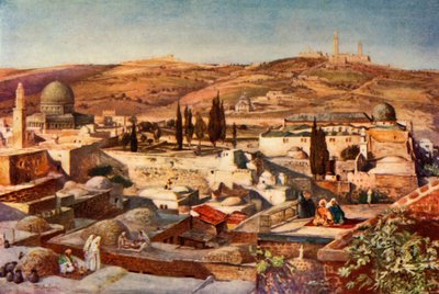 Het Tempelgebied en de Olijfberg vanaf de Berg Zion, 1902 door John Fulleylove