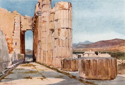 Uitzicht op de Noordelijke Peristyle van het Parthenon kijkend naar het Westen door John Fulleylove