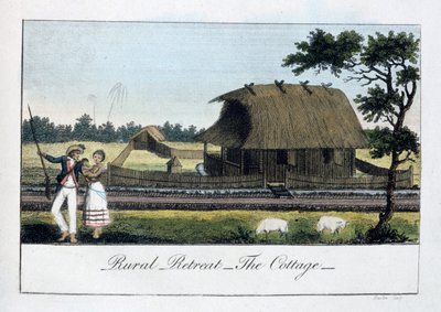 Landelijk toevluchtsoord, het huisje door John Gabriel Stedman