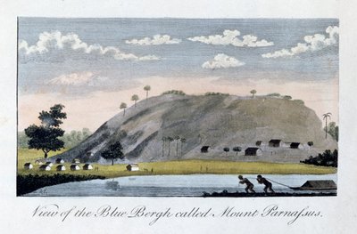 Uitzicht op de Blauwe Bergh genaamd, Mount Parnassus, 1813 door John Gabriel Stedman
