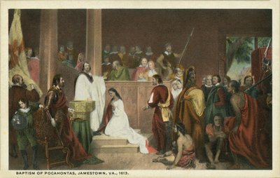 Doop van Pocahontas, Jamestown, Virginia door John Gadsby (after) Chapman