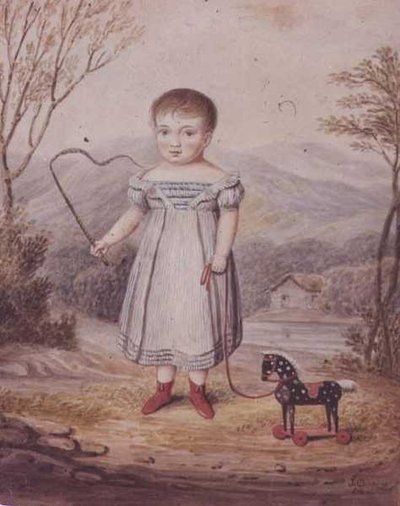 Meisje met een speelgoedpaard door John Gadsby Chapman