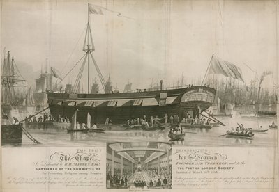 De kapel voor zeelieden, opgericht 18 maart 1818 en afgemeerd bij Wapping door John Gendall