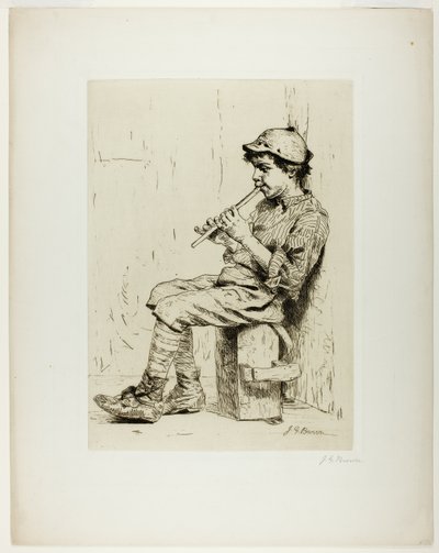 Jongen die een fluit speelt door John George Brown