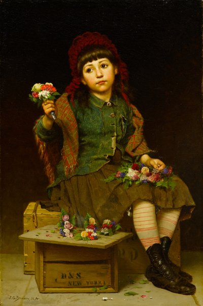 Koop een boeket, circa 1881 door John George Brown