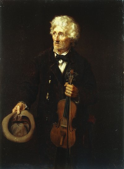 Man met viool door John George Brown