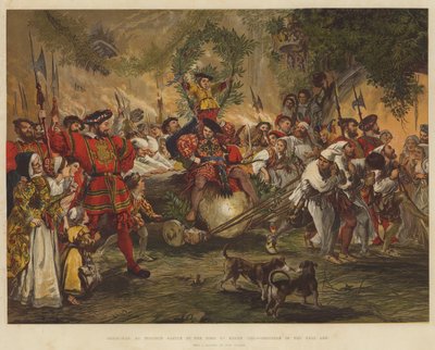 Kerstmis in Windsor Castle in de Tijd van Hendrik VIII, het Binnenbrengen van de Yule Log door John Gilbert