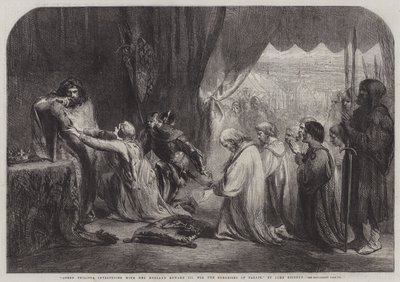 Koningin Philippa smeekt haar man Edward III voor de burgers van Calais door John Gilbert