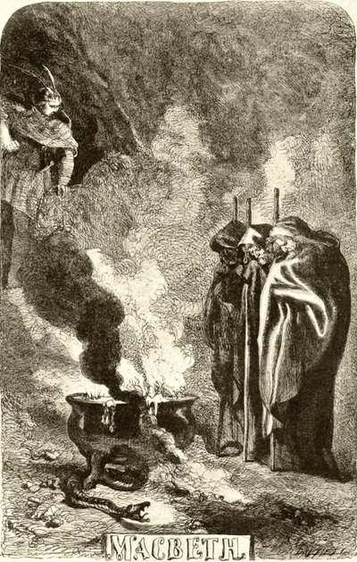 Macbeth - de drie heksen door John Gilbert