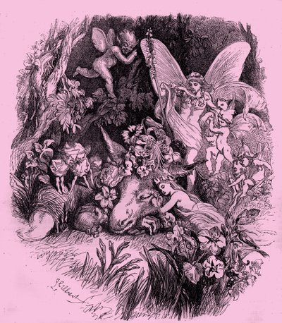 Titania en Bottom in Een Midzomernachtsdroom door John Gilbert