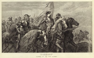 Met al hun vlaggen dapper uitgestoken (gravure) door John Gilbert