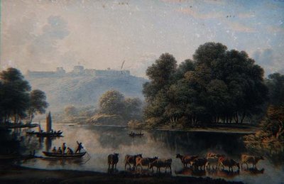 Een uitzicht op Windsor Castle vanaf de Theems door John Glover