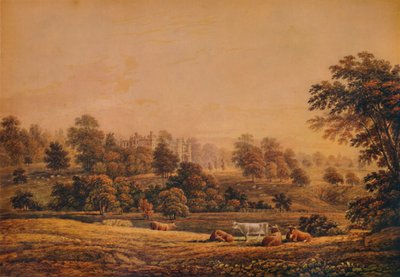 Uitzicht op Aldenham Abbey: Hertfordshire, 18e-19e eeuw, 1935 door John Glover