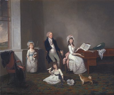 John Richard Comyns van Hylands, Essex, met zijn dochters door John Greenwood