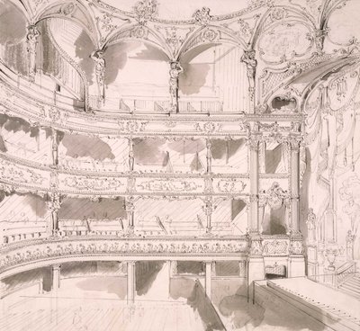 Interieur van St. James Theatre, Londen (schets) door John Gregory Crace door John Gregory Crace