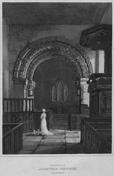 Interieur van Aspatria Kerk, Cumberland, 1814 door John Greig
