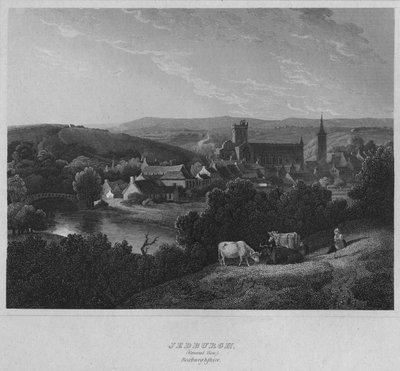 Jedburgh, Algemeen Uitzicht. Roxburghshire, 1814 door John Greig