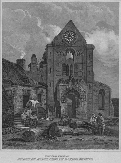 De Westelijke Voorzijde van Jedburgh Abbey Church Roxburghshire, 1814 door John Greig