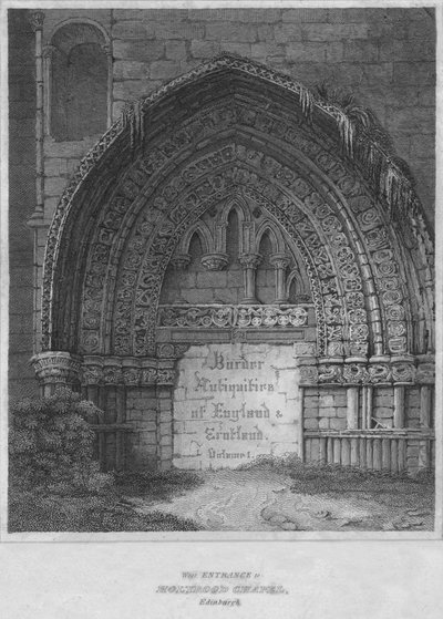 Westelijke ingang van Holyrood Chapel, Edinburgh, 1814 door John Greig