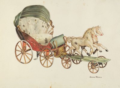 Calash en Paarden, ca. 1940 door John Hall