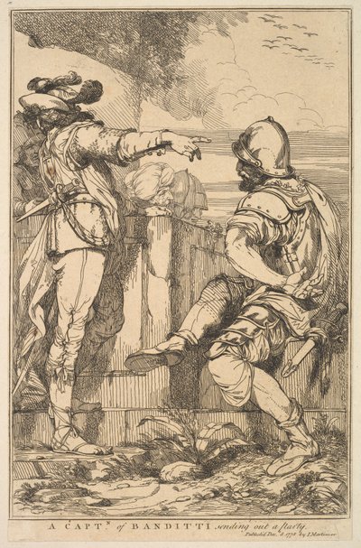 Een kapitein van Banditti die een partij uitzendt uit Vijftien etsen gewijd aan, 8 december 1778 door John Hamilton Mortimer