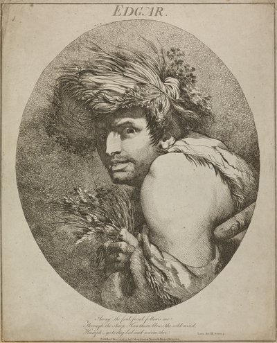 Edgar, "King Lear", Act III, Scene III door John Hamilton Mortimer