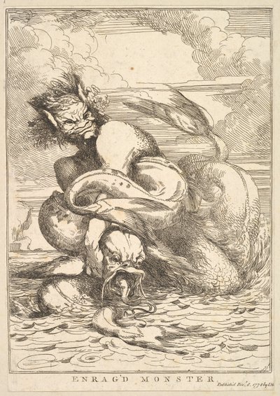 Woedend monster uit Vijftien etsen opgedragen aan Sir Joshua Reynolds, 8 december 1778 door John Hamilton Mortimer