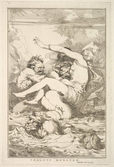 Jaloers monster uit Vijftien etsen opgedragen aan Sir Joshua Reynolds, 8 december 1778 door John Hamilton Mortimer